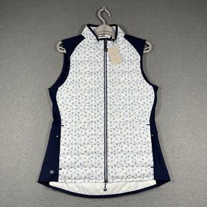 Peter Millar Vest Womens Medium White Navy Paisley Hybrid Fuse Elite Full Zip
